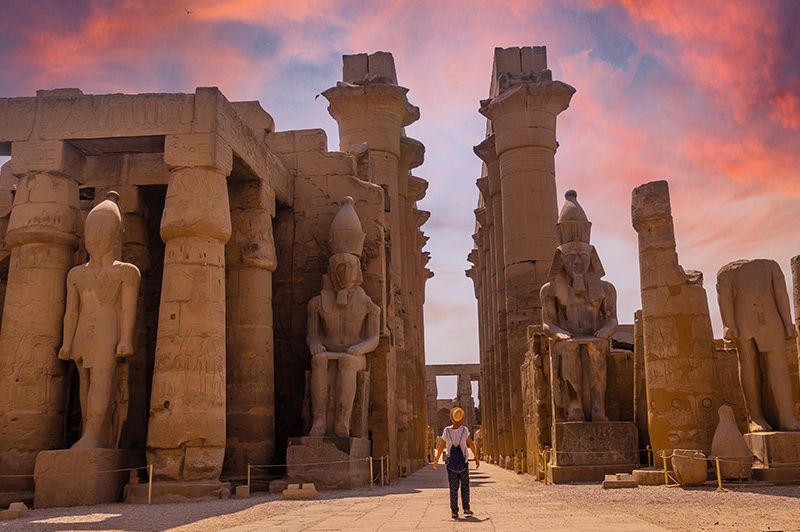 Ancient Luxor Temple in Egypt at sunset