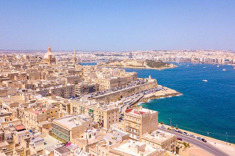 Aerial view of Valletta, Malta