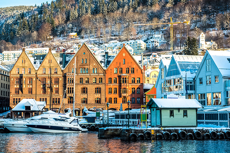 Historic harbor district in Bergen, Norway