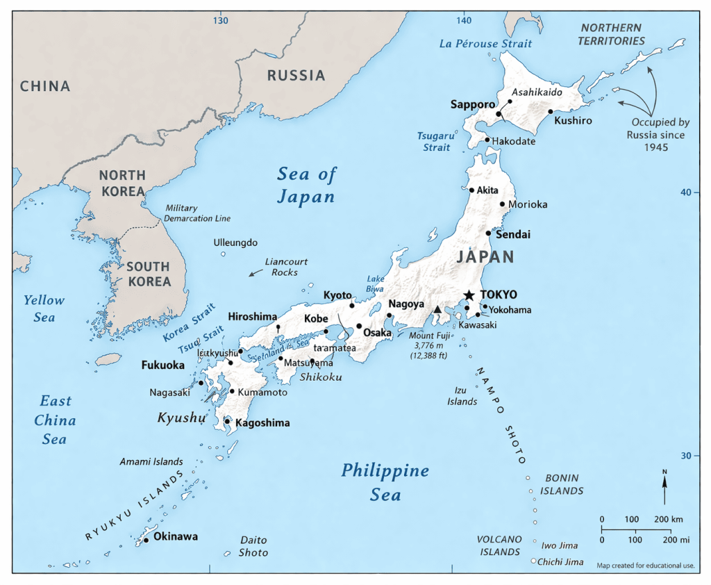 Japan map of US travelers